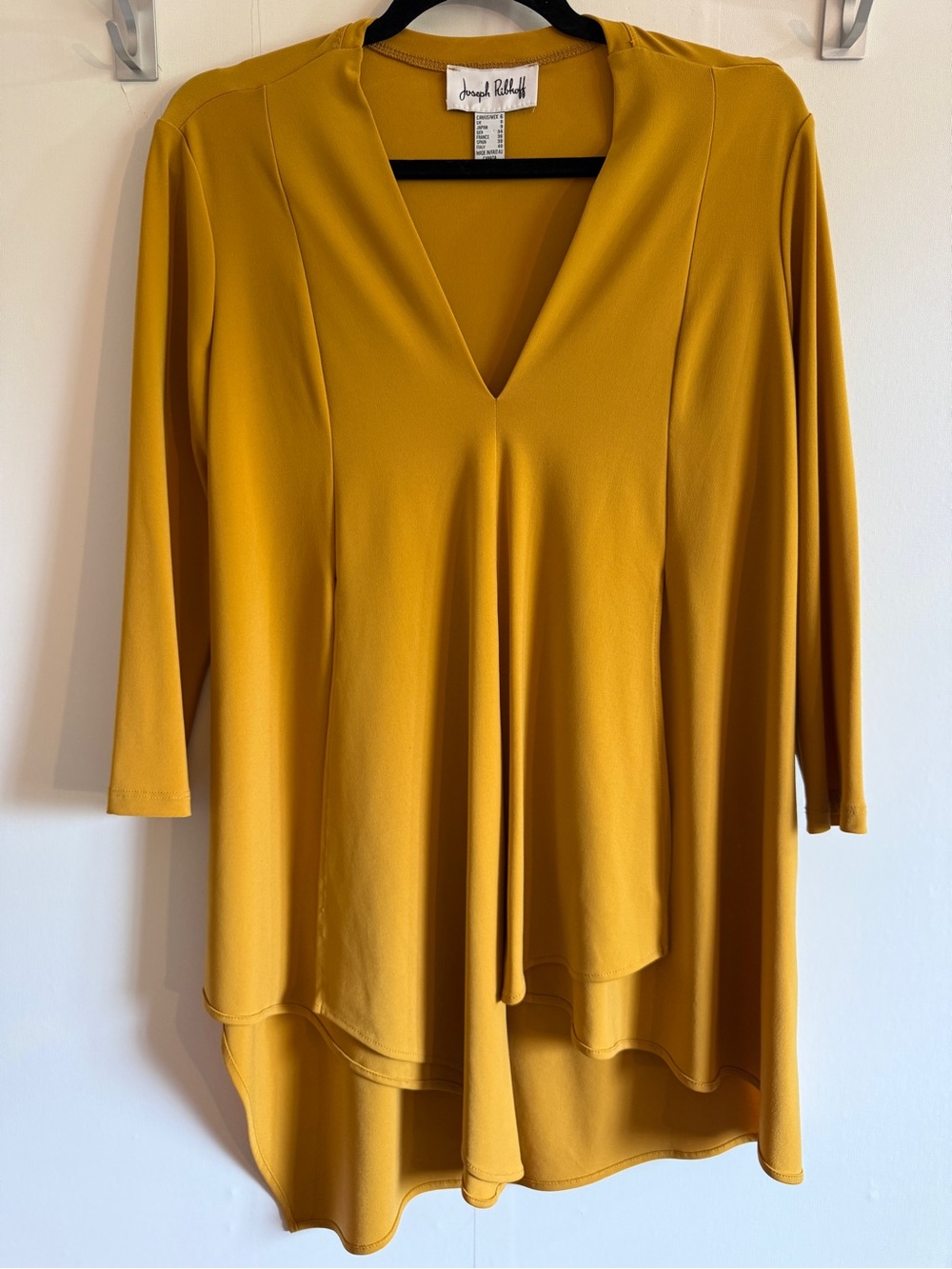 Joseph Ribkoff Mustard Layered Asymmetrical Tunic Top Canada Size 6